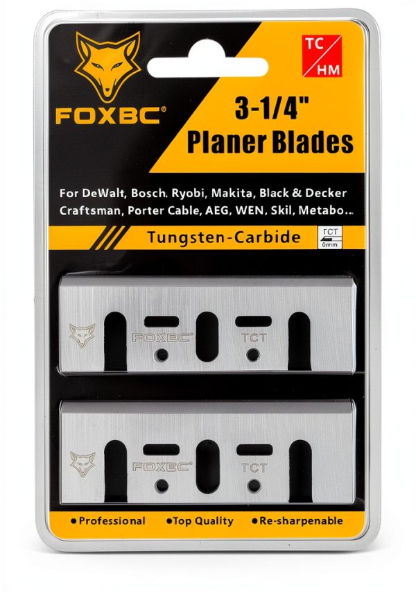 FOXBC 3-1/4 Inch 82mm TCT Carbide Planer Blades Replacement For Makita N1900B, KP0810, XPK01, DeWalt D26676, DW6655, DW680, Bosch 1594 PA1205, Ryobi and most Hand-Held Planer-0